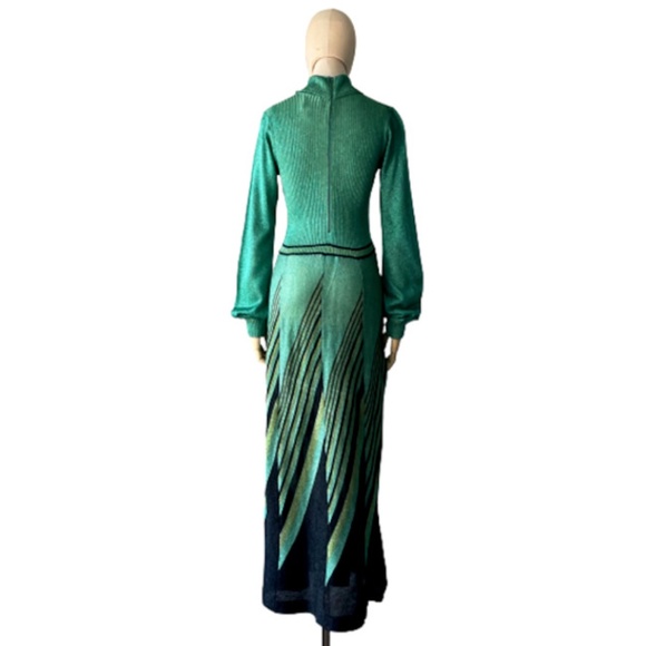 COPY - Vtg 70s Wenjilli Metallic Knit Maxi Dress Small - Picture 5 of 7